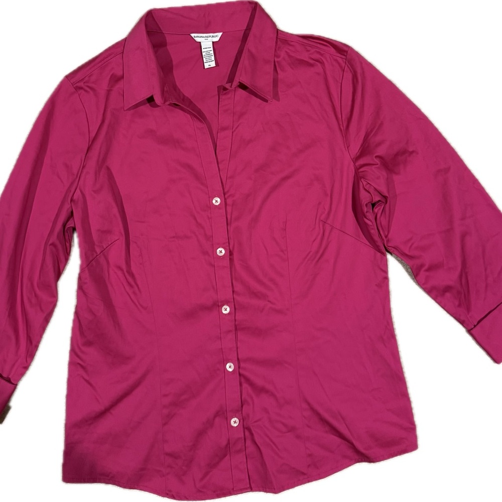 EUC-Banana Republic Fuchsia Button-Down Shirt - Picture 3 of 10